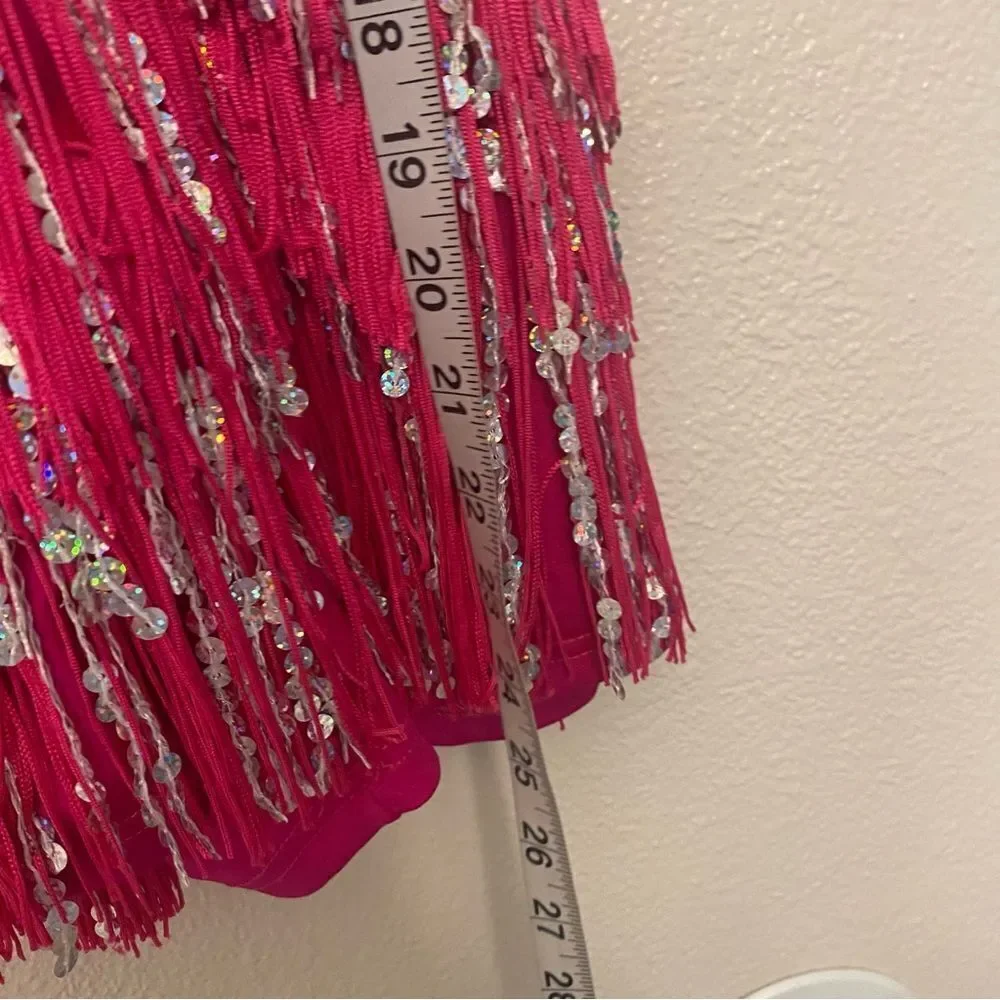 Weissman Dance costume hot pink sassy fringe dress Spice Up Your Life 14130 LC